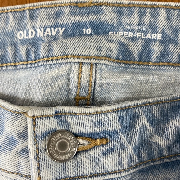 Old navy mid rise super flare jeans bell bottom size 10 flare distressed - Picture 4 of 8